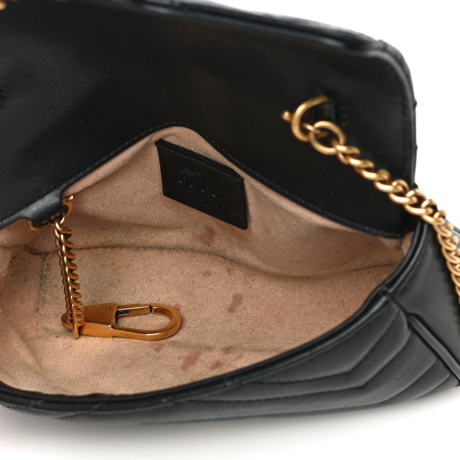 Gucci Calfskin Matelasse Super Mini GG Marmont Shoulder Bag Black 5 of 19