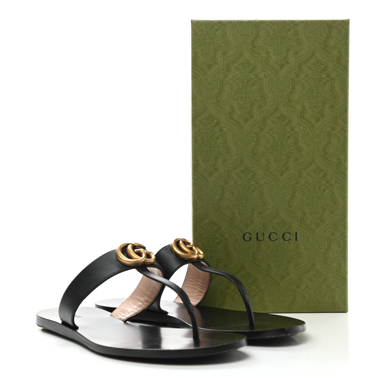 Gucci Calfskin GG Marmont Thong Sandals 40 Black 8 of 8