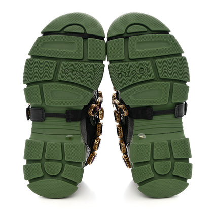 Gucci X SEGA Mesh Suede Calfskin Removable Crystals Flashtrek Sneakers 36 Loess Black Olive Green 5 of 8