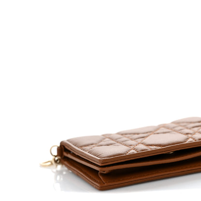 Christian Dior Calfskin Cannage Small Lady Dior Flap Card Holder Golden Saddle 7 of 10
