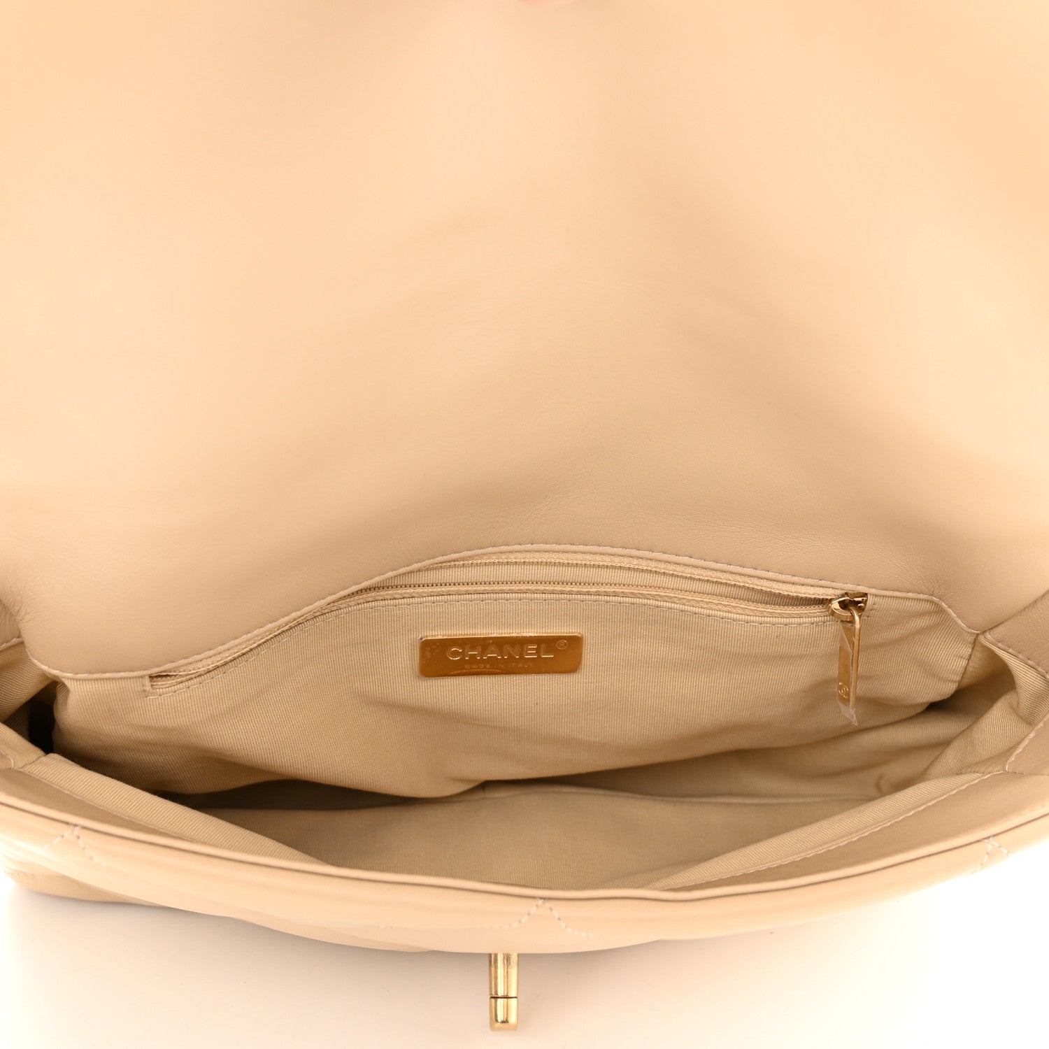 Chanel Lambskin Quilted Large Chanel 19 Flap Beige 5 of 10