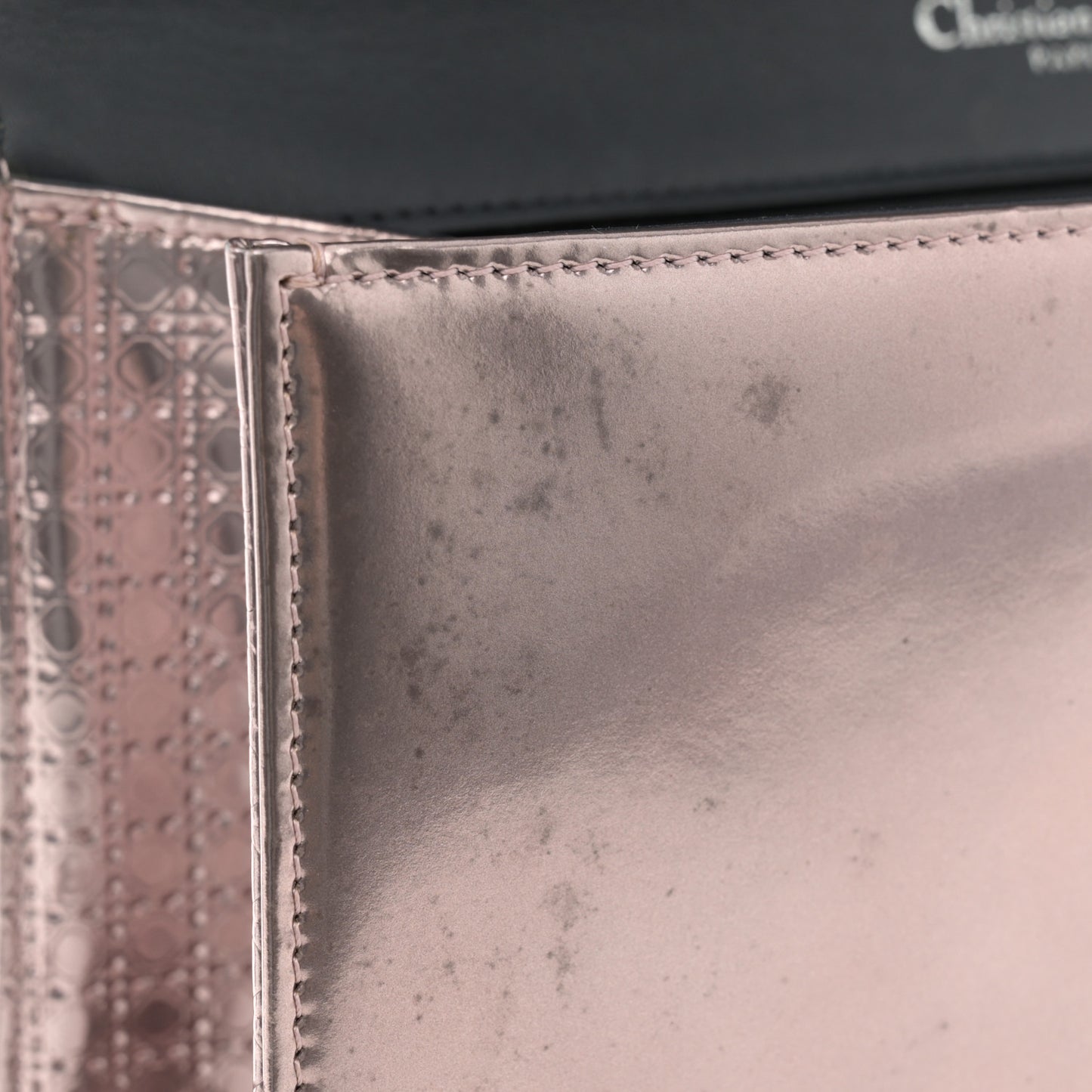 Metallic Patent Micro-Cannage Medium Diorama Flap Bag Pink