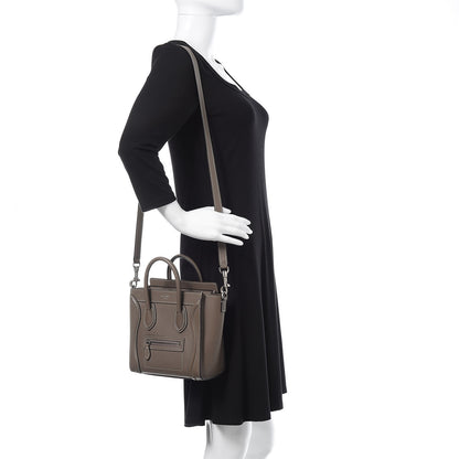 Celine Drummed Calfskin Nano Luggage Souris 2 of 11