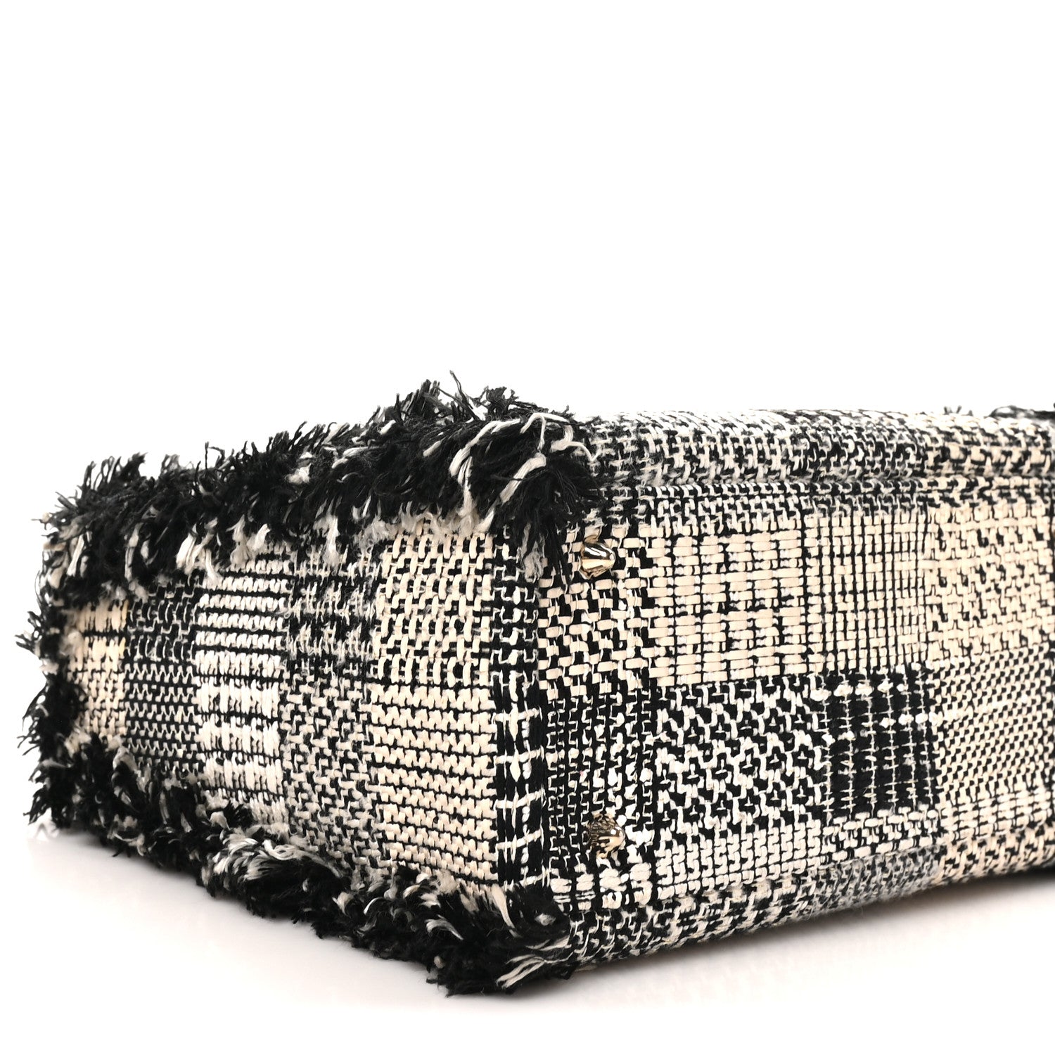 Christian Dior Tweed Fringe Medium Lady Dior White Black 9 of 10