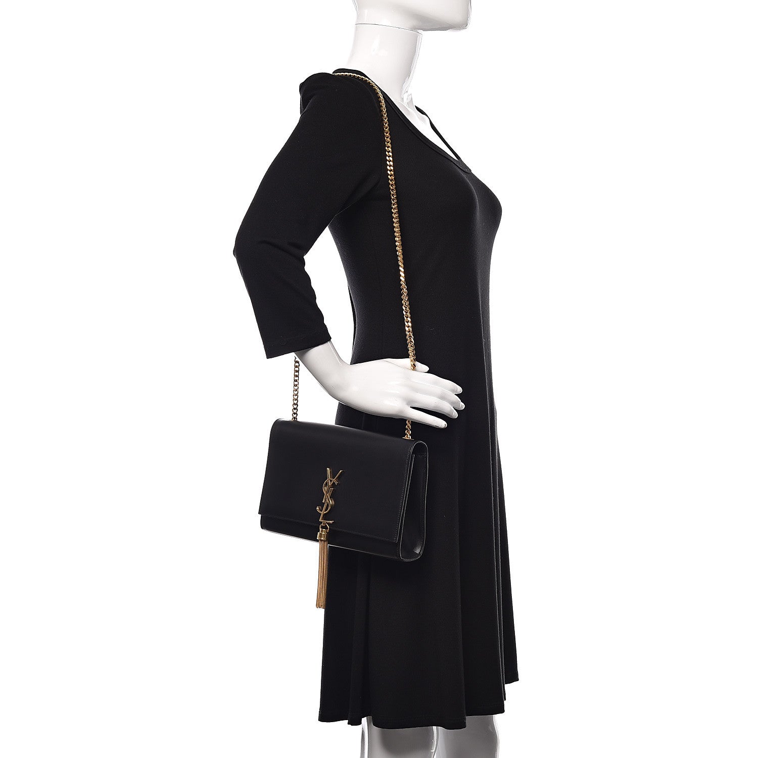 Saint Laurent Smooth Calfskin Medium Classic Monogram Kate Tassel Satchel Black 2 of 18