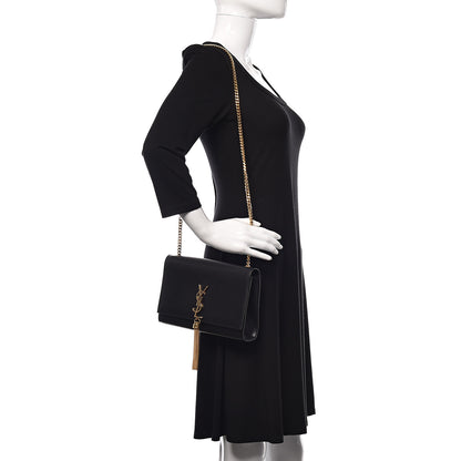 Saint Laurent Smooth Calfskin Medium Classic Monogram Kate Tassel Satchel Black 2 of 18