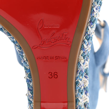 Christian Louboutin Veau Velours Pyraclou 110 Wedge Sandals 36 Blue 6 of 7