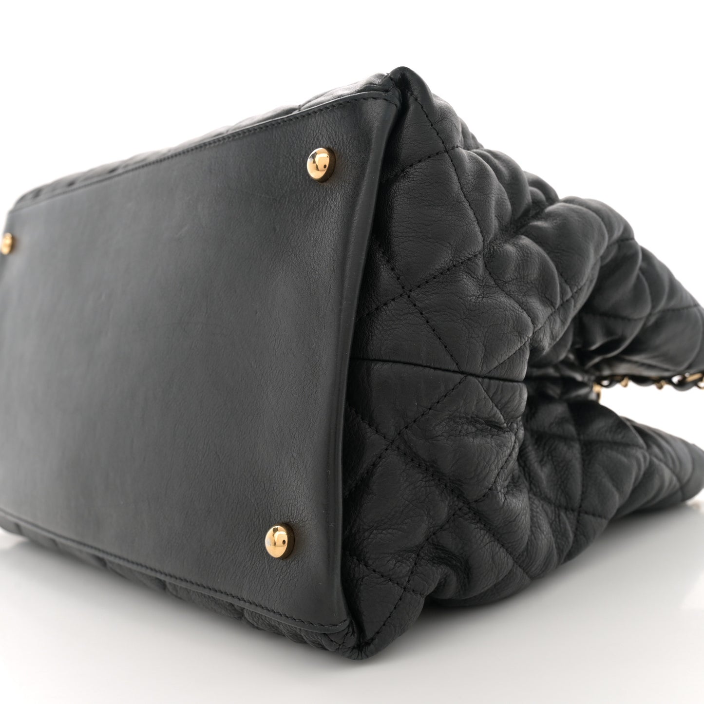 Calfskin Quilted Small Chain Me Tote Black