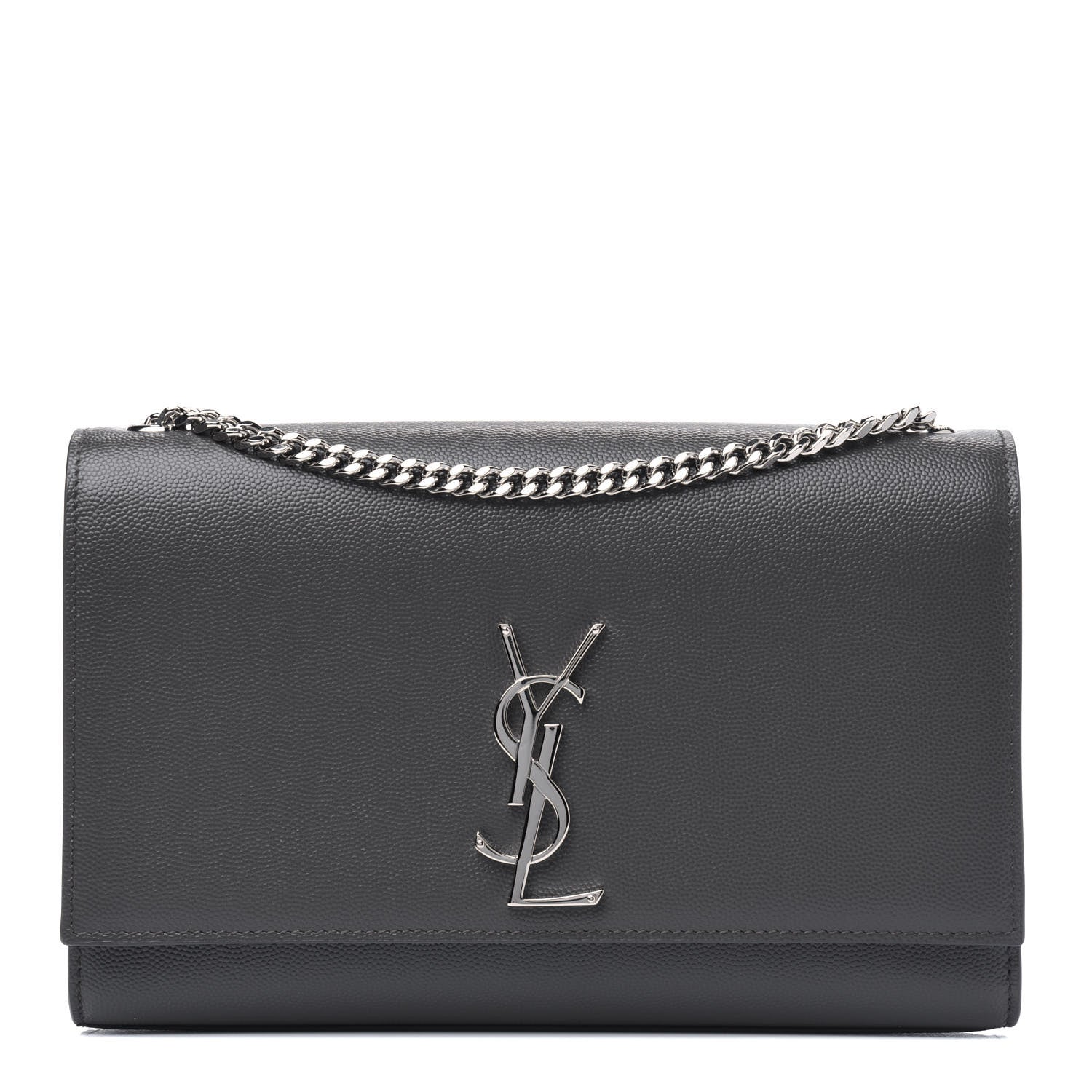 Saint Laurent Grain De Poudre Medium Classic Monogram Kate Satchel Earth Grey 1 of 3