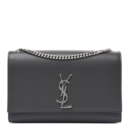 Saint Laurent Grain De Poudre Medium Classic Monogram Kate Satchel Earth Grey 1 of 3
