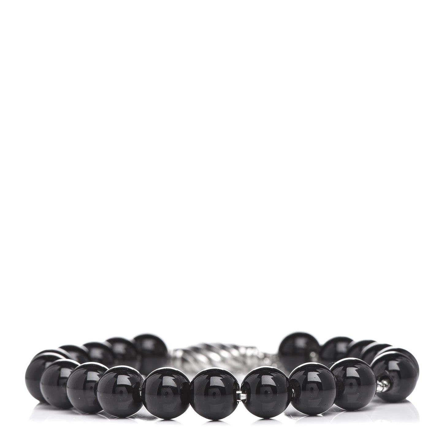 Sterling Silver Black Onyx 8mm Spiritual Beads Adjustable Bracelet