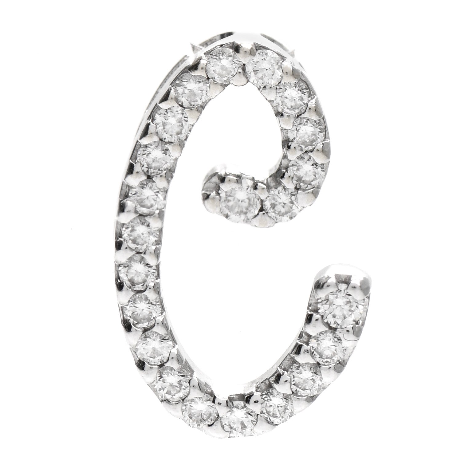 Roberto Coin 18K White Gold Diamond Cursive Letter C Pendant 1 of 3
