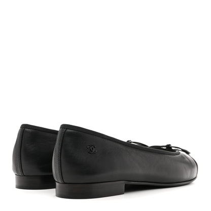 Chanel Lambskin Cap Toe CC Uniform Ballerina Flats 37 Black 5 of 8
