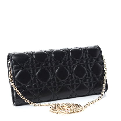 Christian Dior Lambskin Cannage Lady Dior Rendezvous Wallet On Chain Black 3 of 10