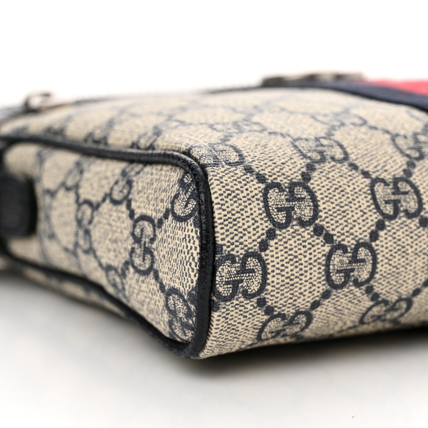 Gucci GG Supreme Monogram Textured Dollar Calfskin Web Small Ophidia Messenger Bag Beige Blue 9 of 11