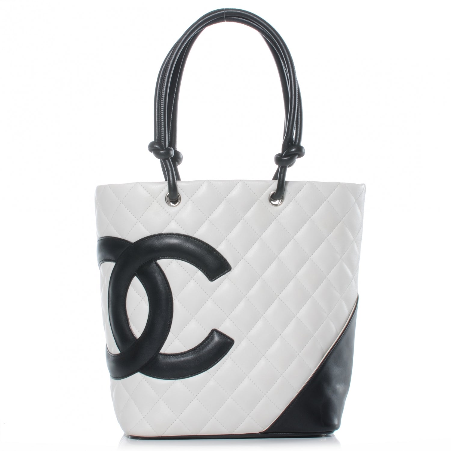Chanel Calfskin Quilted Medium Cambon Tote White Black 1 of 7