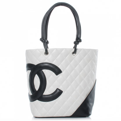 Chanel Calfskin Quilted Medium Cambon Tote White Black 1 of 7