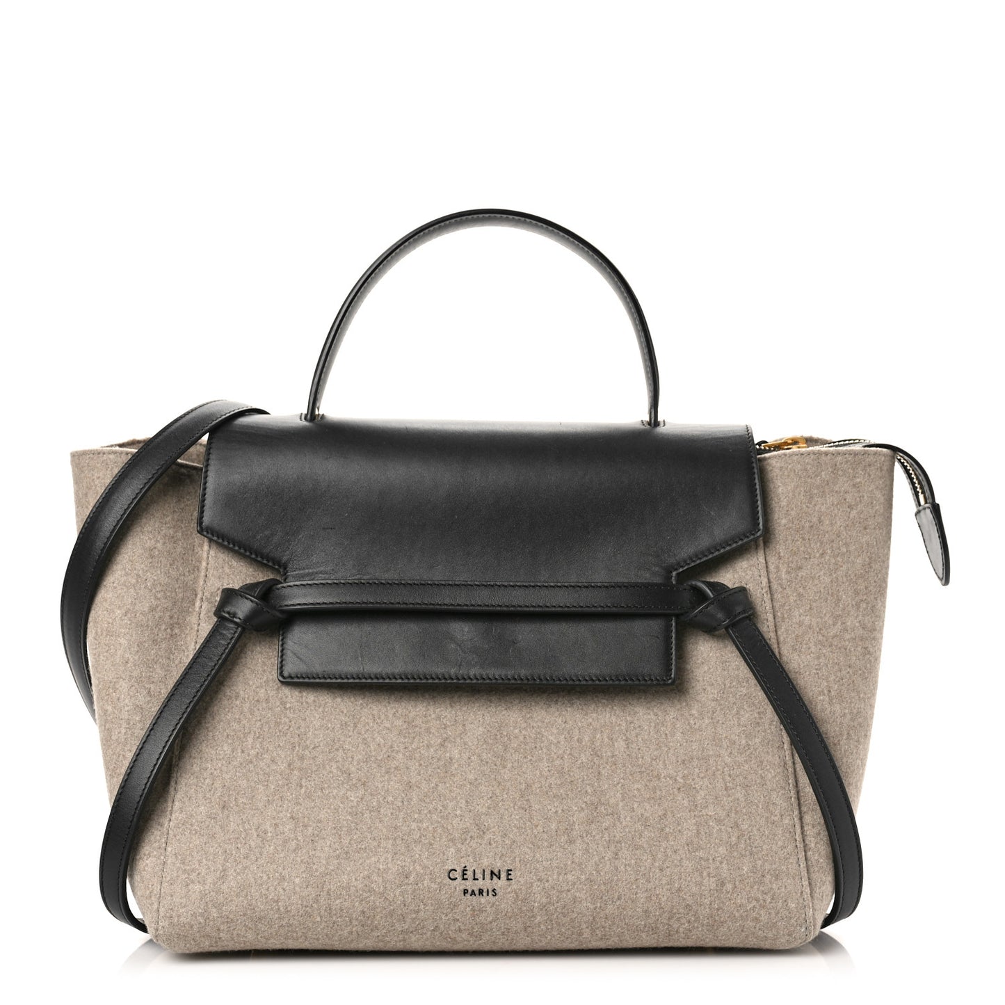 Felt Smooth Calfskin Mini Belt Bag Beige