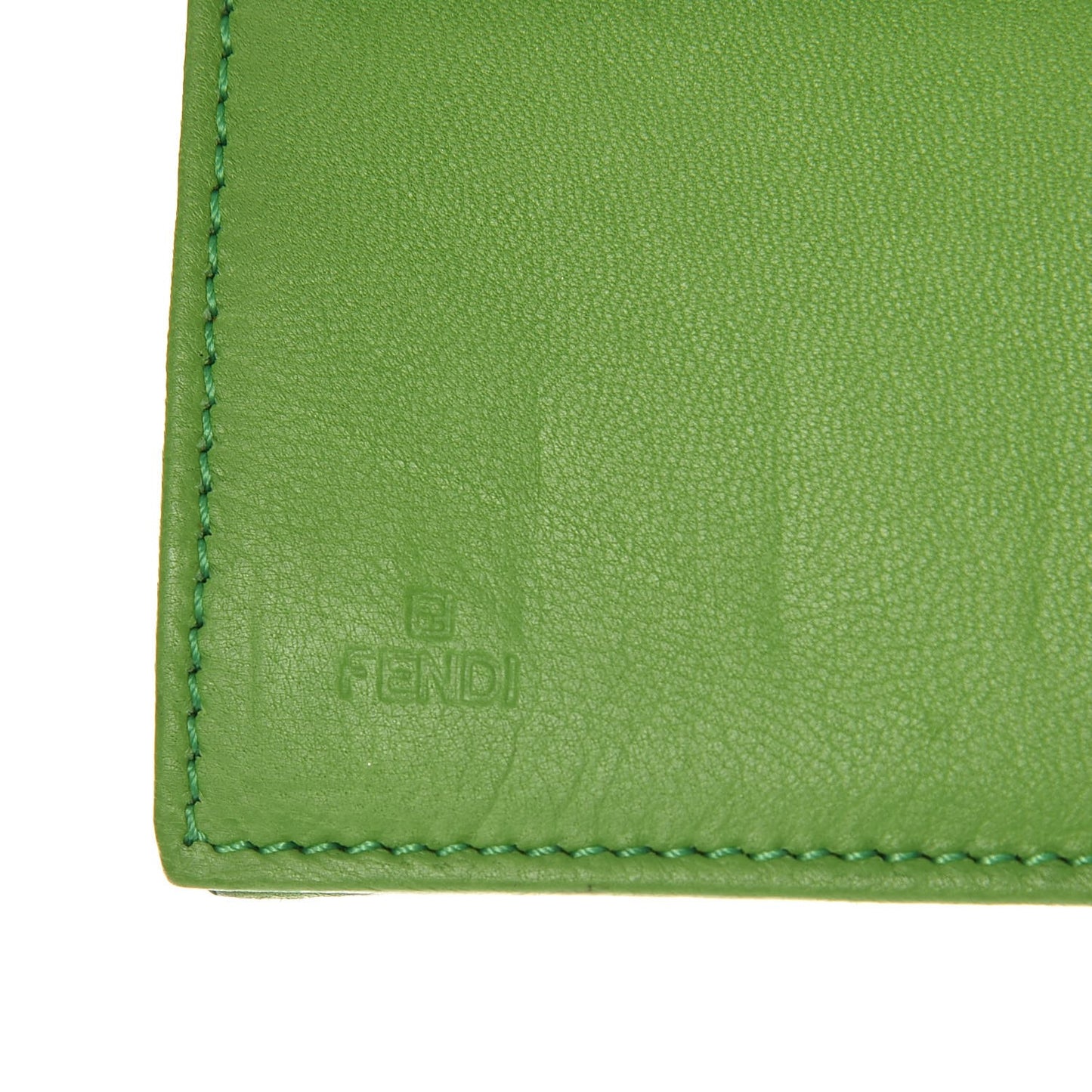 Nappa Logo Embossed Long Wallet On Chain Green