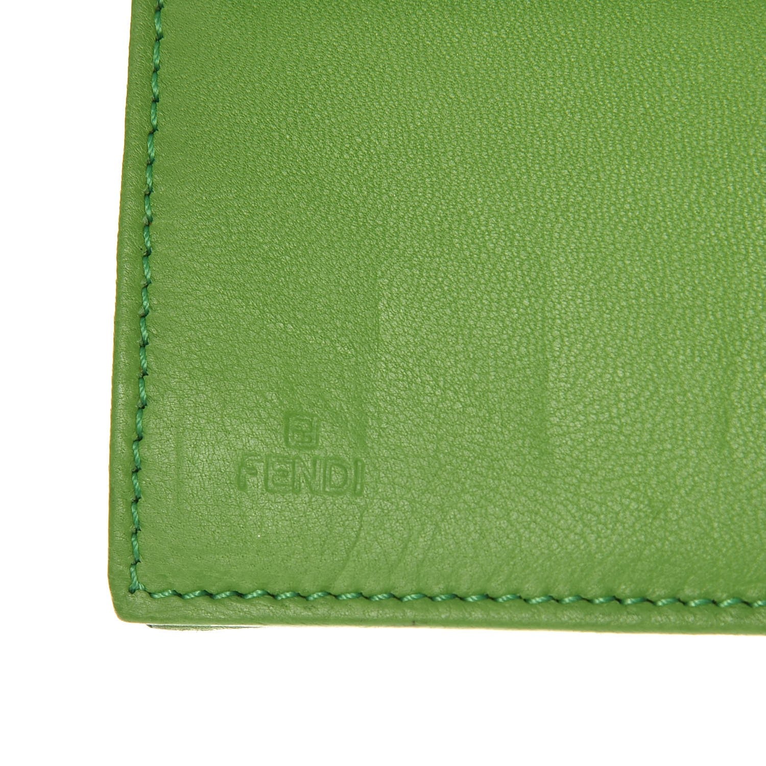 Fendi Nappa Logo Embossed Long Wallet On Chain Green 7 of 9