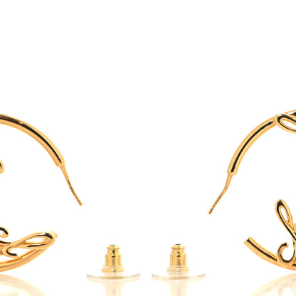 Chanel Metal Chain CC Hoop Earrings Gold 3 of 5