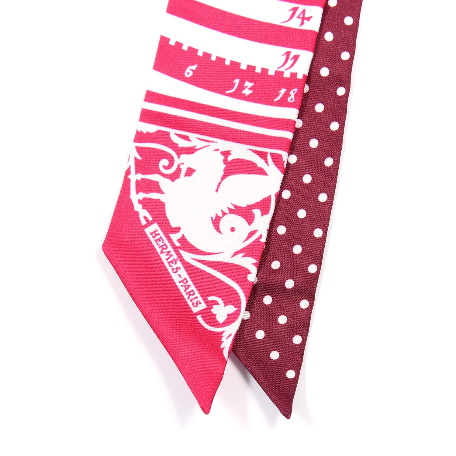 Hermes Silk Astrologie a Pois Twilly Fuchsia White Bordeaux 3 of 4