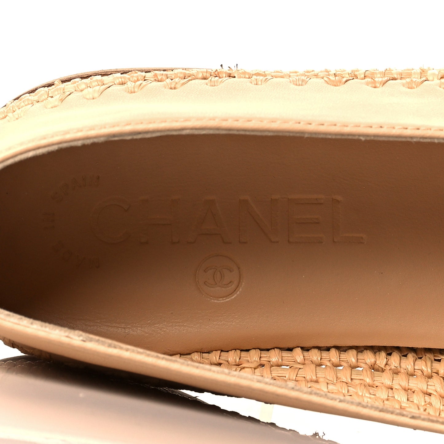 Lambskin Grosgrain CC Espadrilles 38 Beige Black