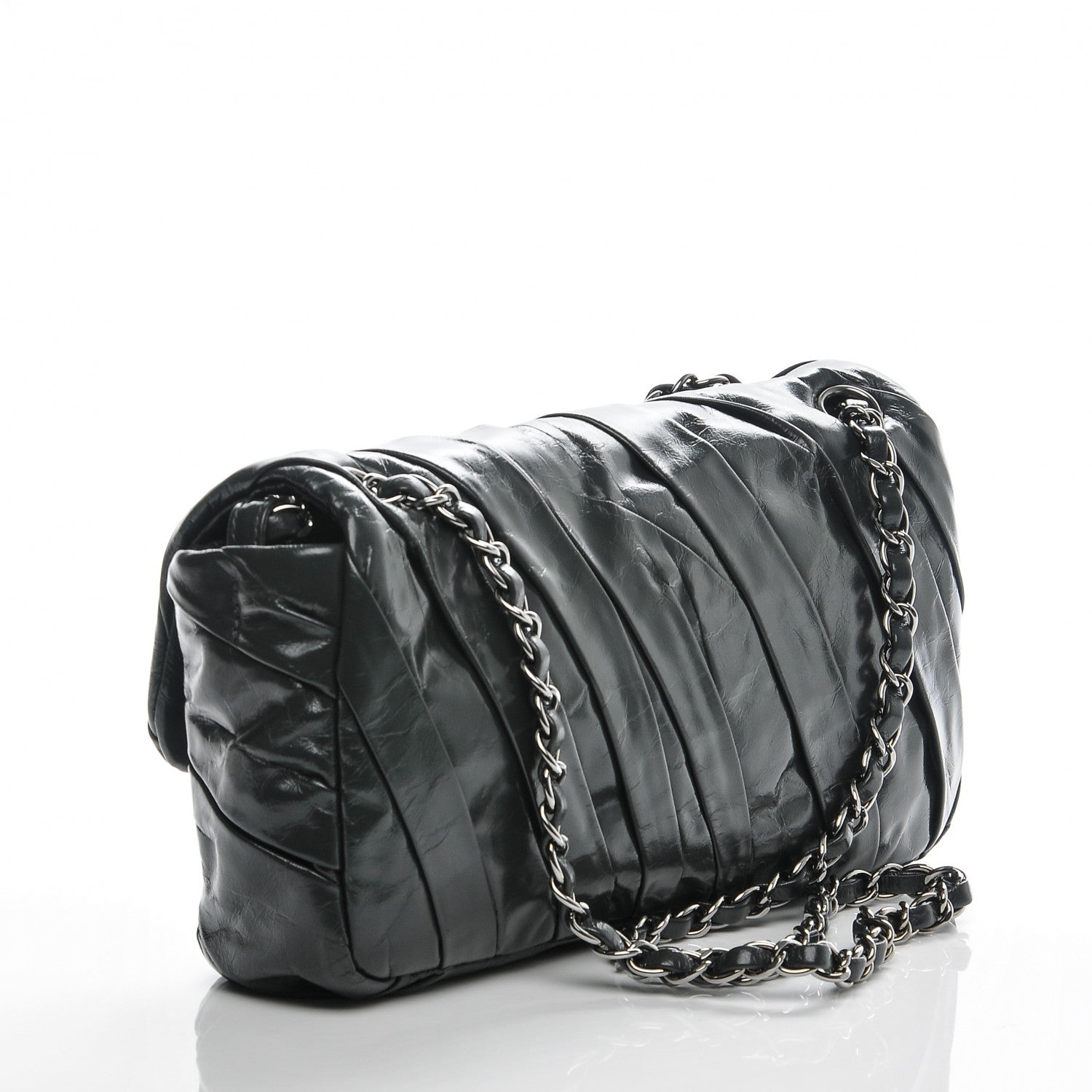 Chanel Glazed Calfskin Medium Twisted Flap Dark Grey 3 of 7