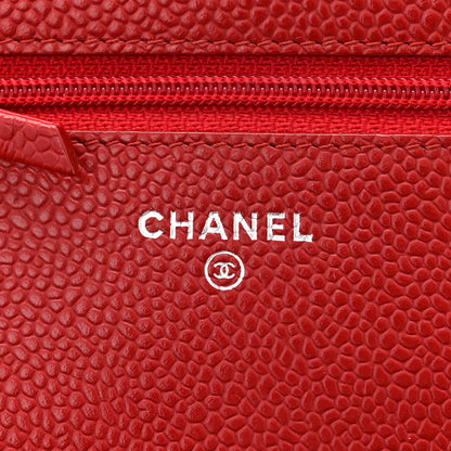 Chanel Caviar Quilted Wallet on Chain WOC Red 6 of 11