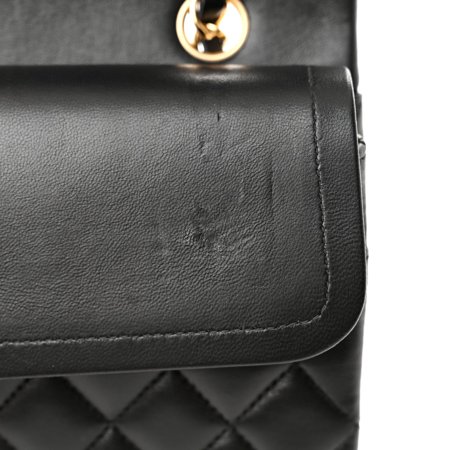 Lambskin Quilted Medium Double Flap Black