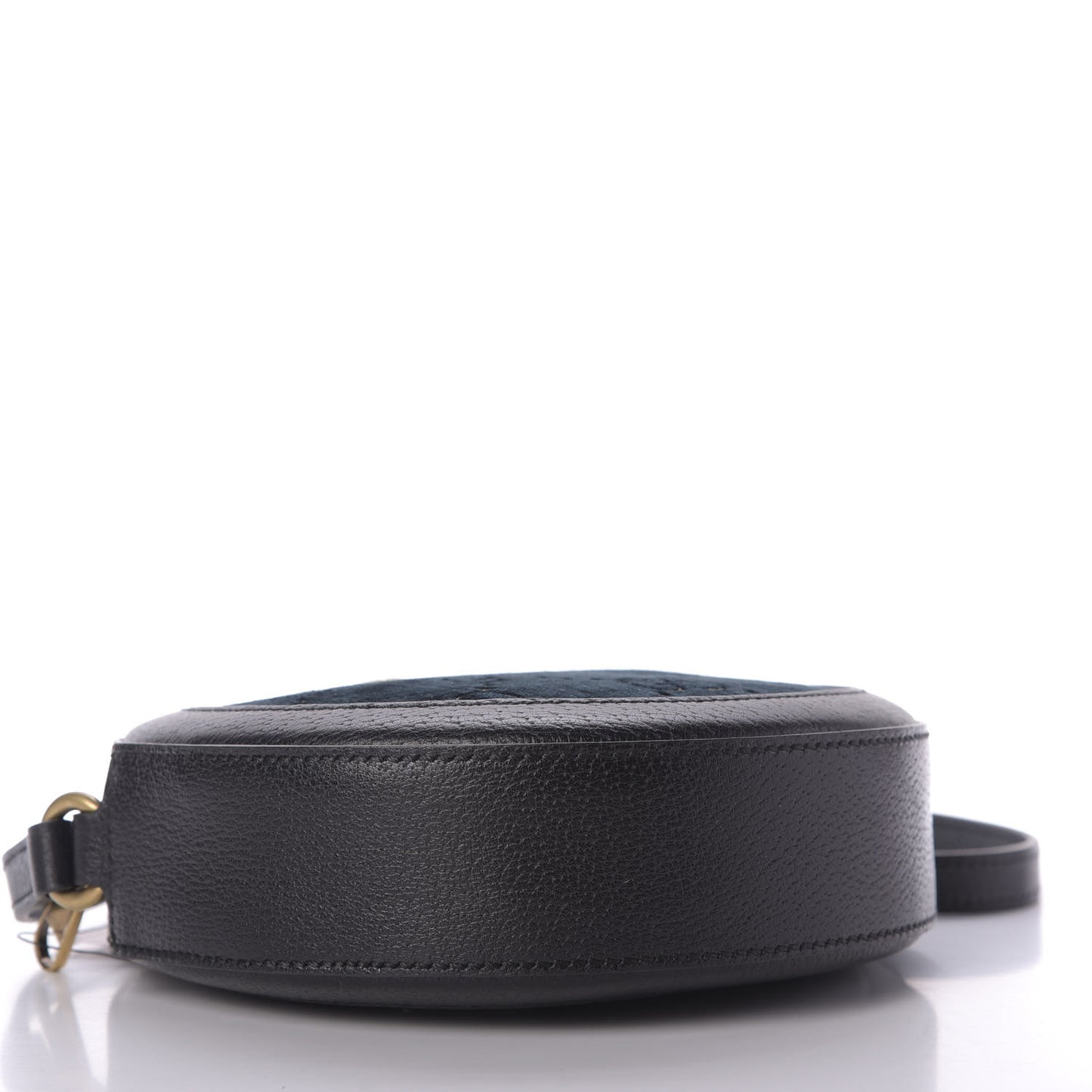 Velvet Calfskin GG Monogram Round Shoulder Bag Blue Beige
