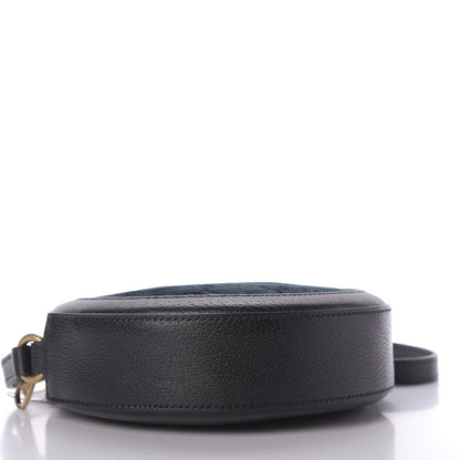 Gucci Velvet Calfskin GG Monogram Round Shoulder Bag Blue Beige 4 of 9