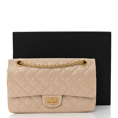 Chanel Patent Distressed Calfskin Quilted 2.55 Reissue 225 Flap Beige 13 of 13