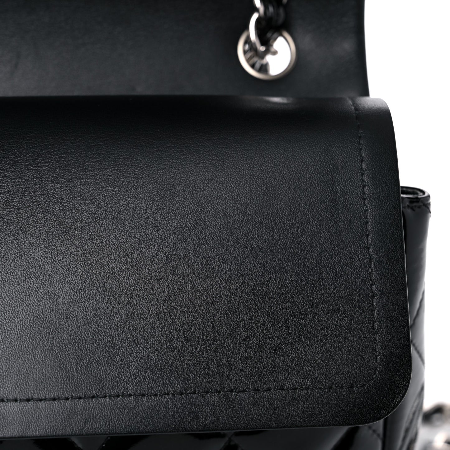 Patent Quilted Jumbo Double Flap Black