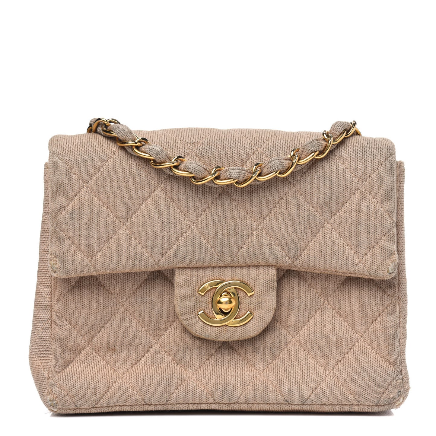 Jersey Quilted Mini Square Flap Beige