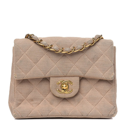 Chanel Jersey Quilted Mini Square Flap Beige 1 of 13