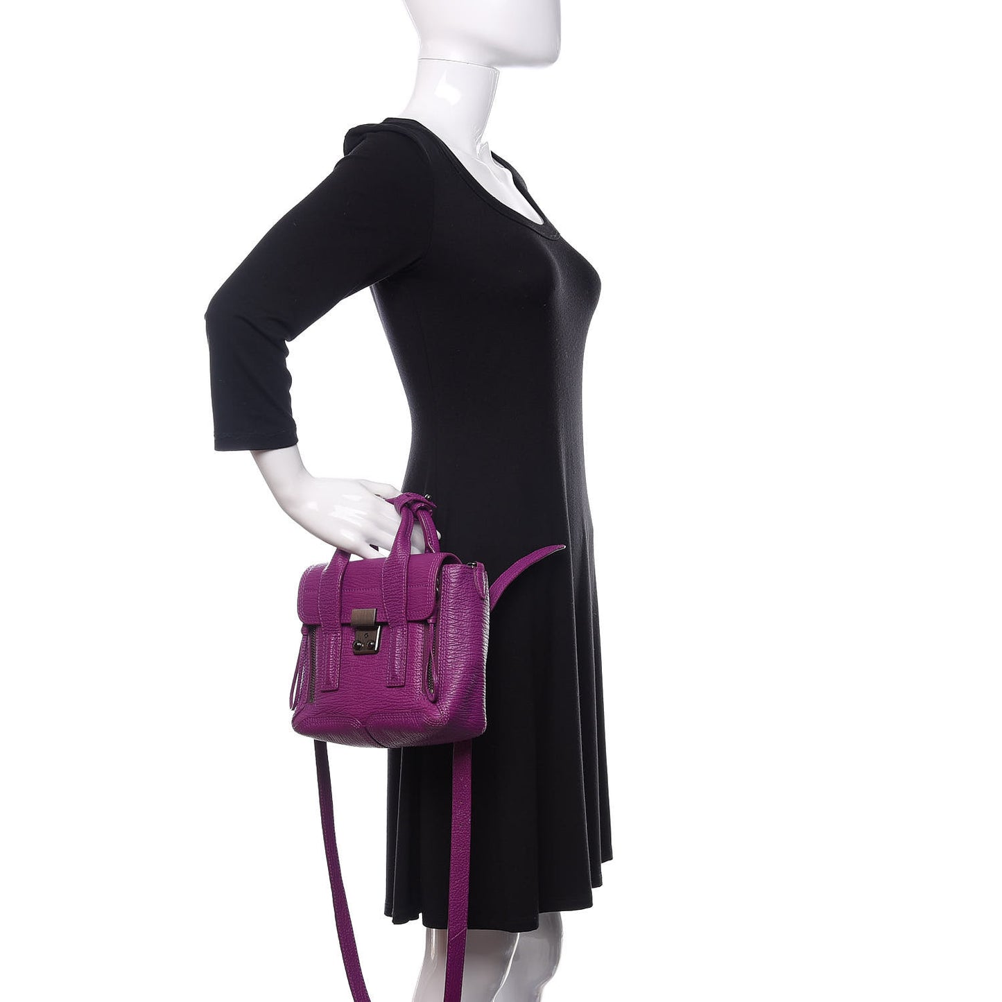 3.1 Textured Calfskin Mini Pashli Satchel Orchid