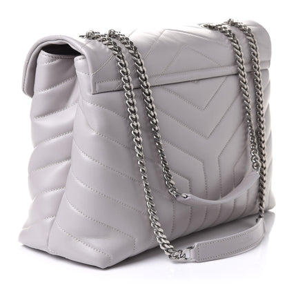 Saint Laurent Calfskin Y Quilted Monogram Medium Loulou Chain Satchel Granite 4 of 11