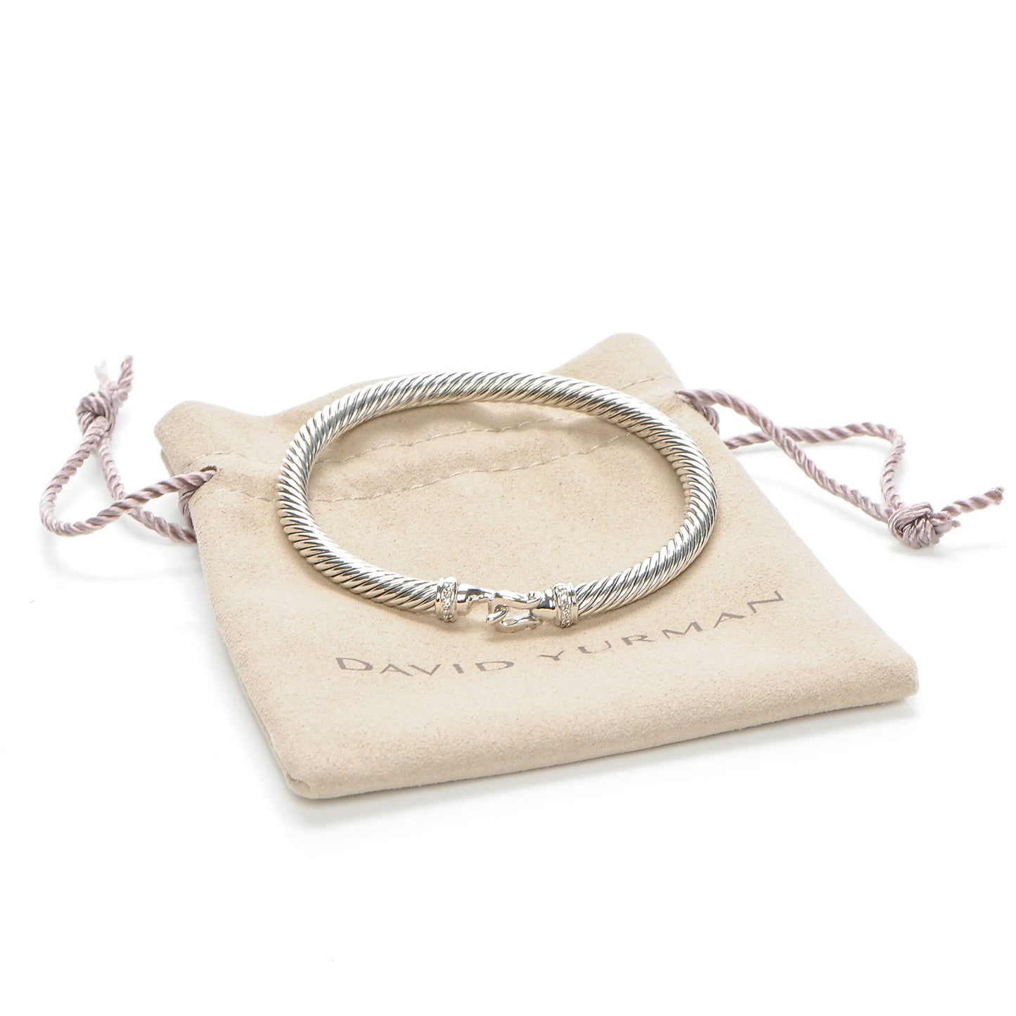 Sterling Silver Diamond 5mm Cable Buckle Bracelet
