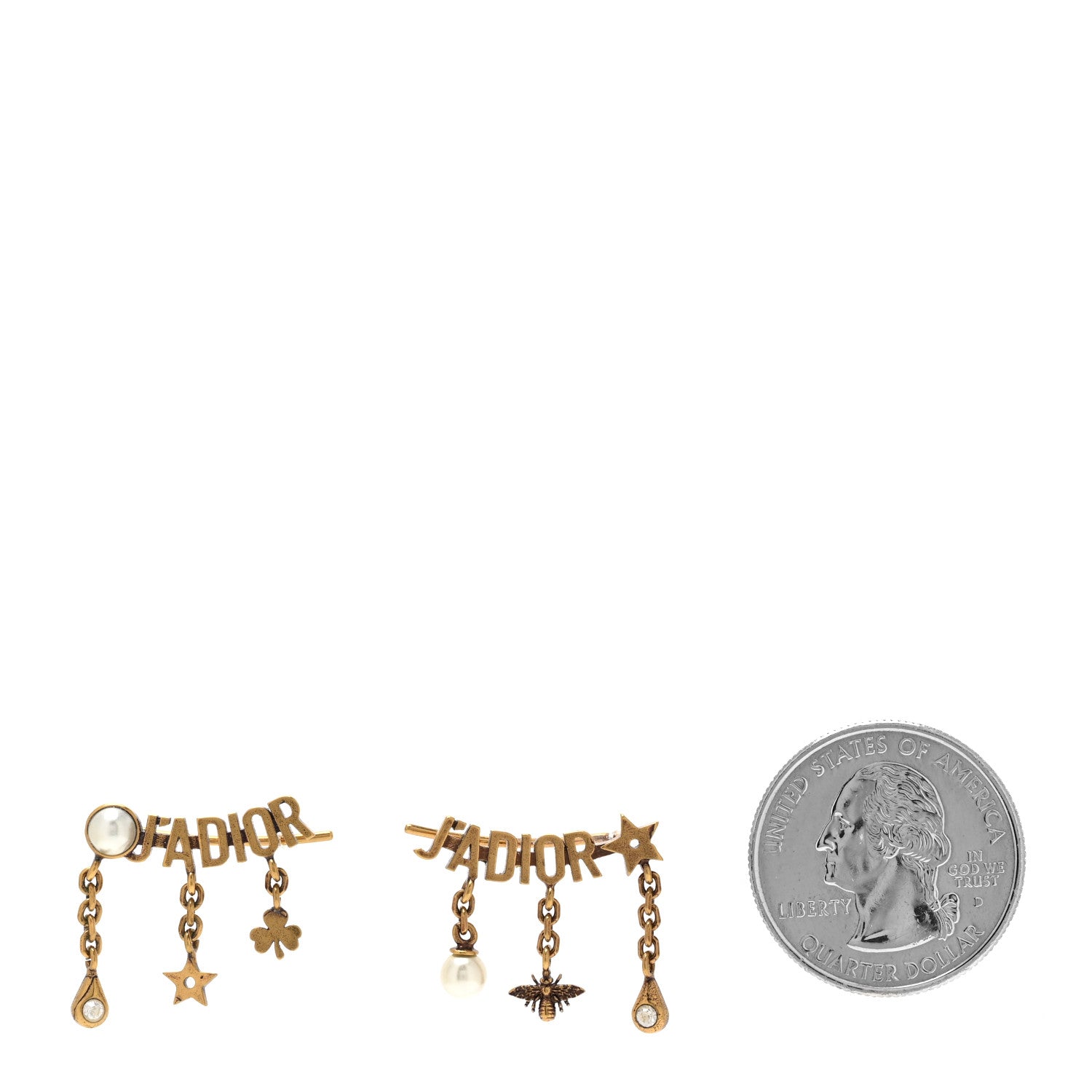 Christian Dior Pearl Crystal J'Adior Earrings Aged Gold 2 of 3