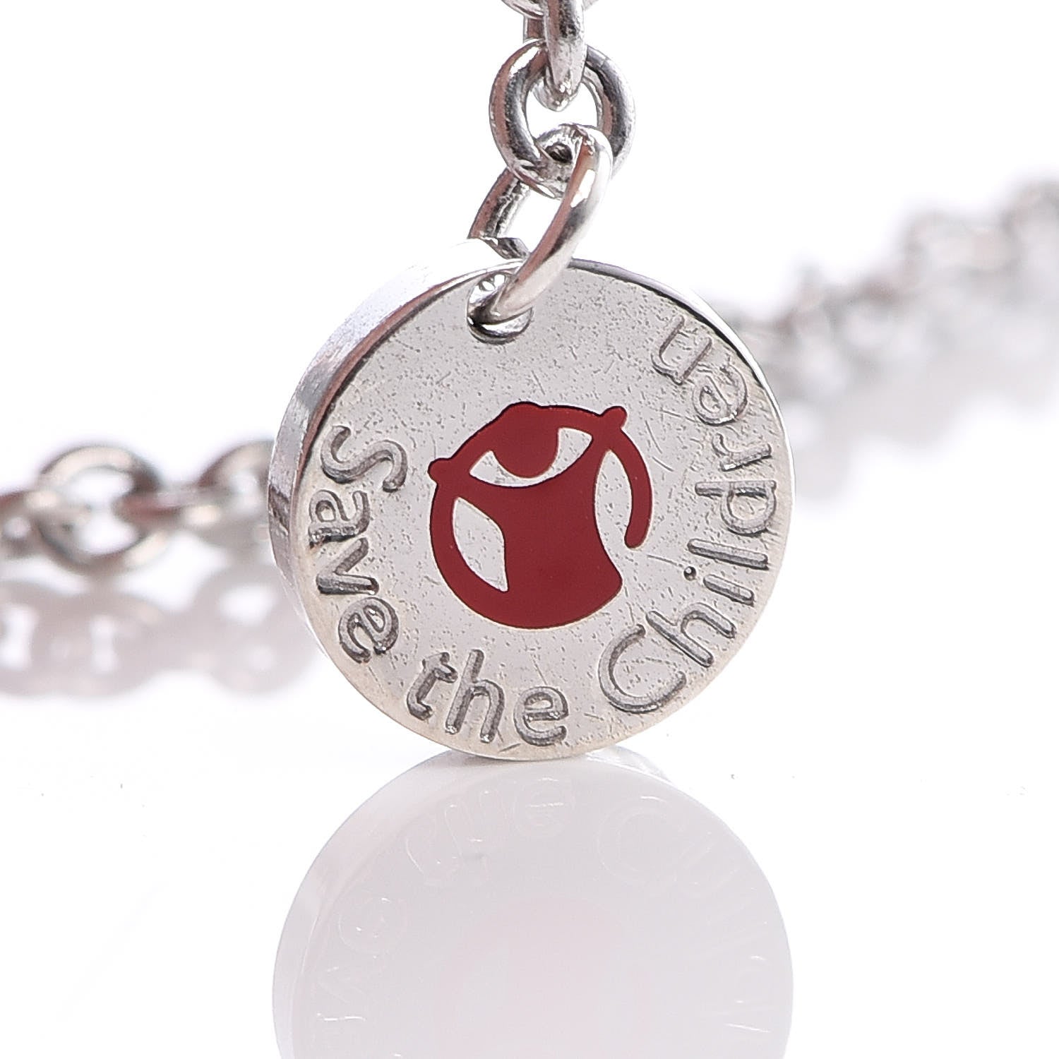 Bulgari Sterling Silver Ceramic Save The Children Pendant Necklace 6 of 7