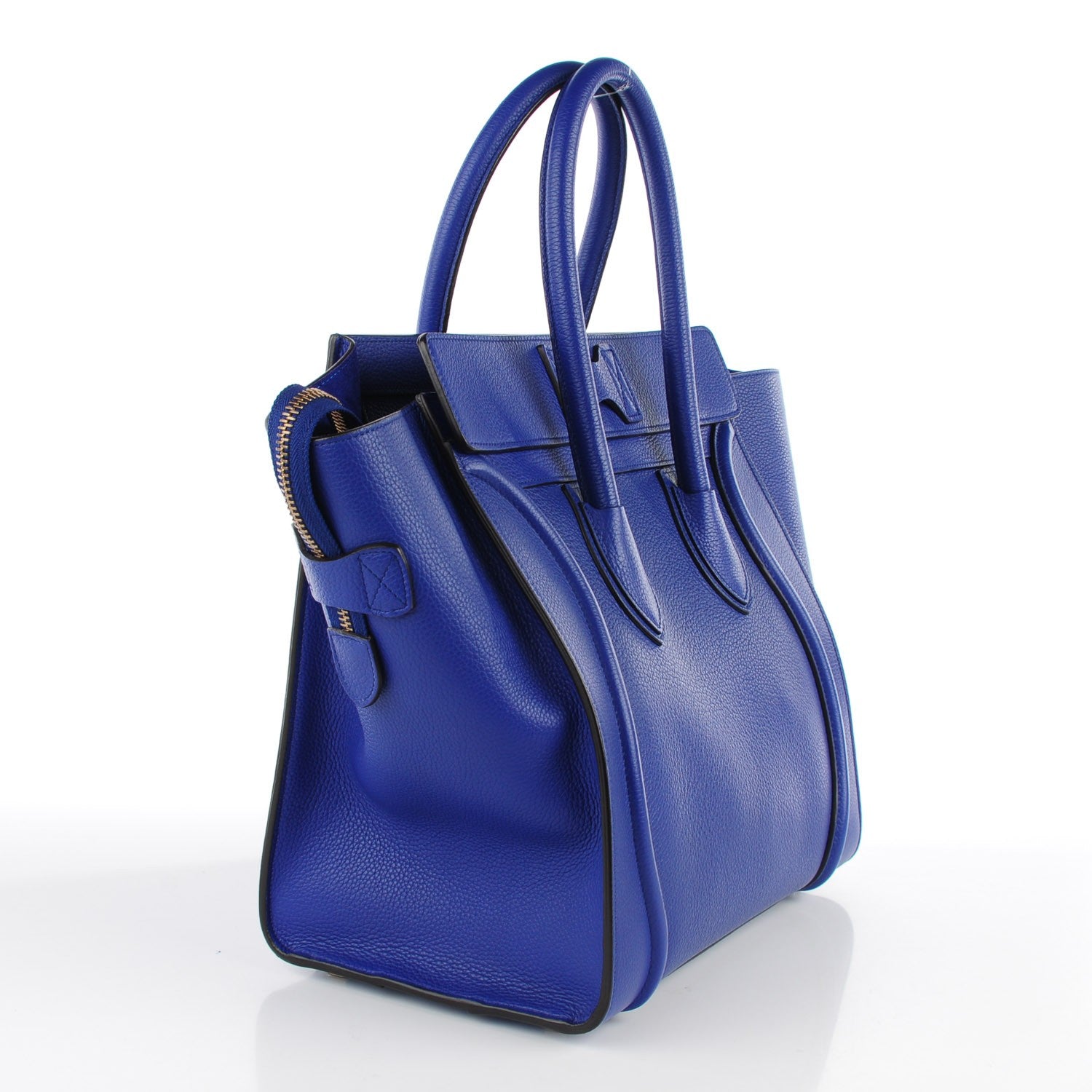 Celine Drummed Calfskin Mini Luggage Indigo 3 of 8
