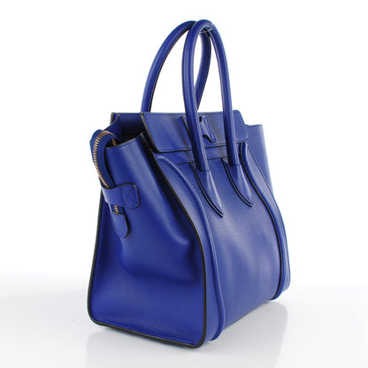 Celine Drummed Calfskin Mini Luggage Indigo 3 of 8