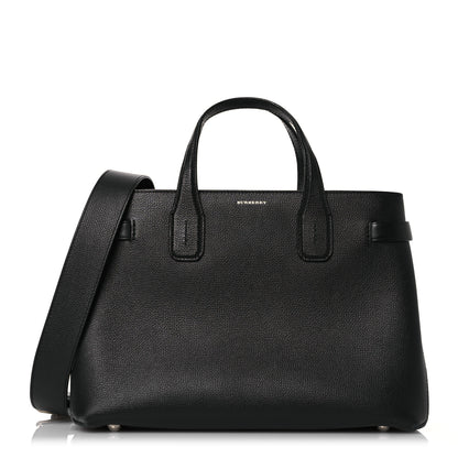 Burberry Derby Calfskin Vintage Check Medium Banner Tote Black 1 of 20