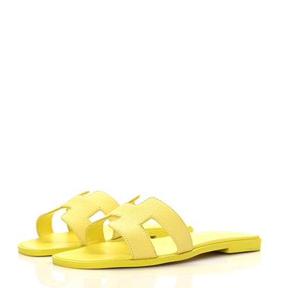 Hermes Epsom Oran Sandals 37.5 Jaune Pollen 3 of 8