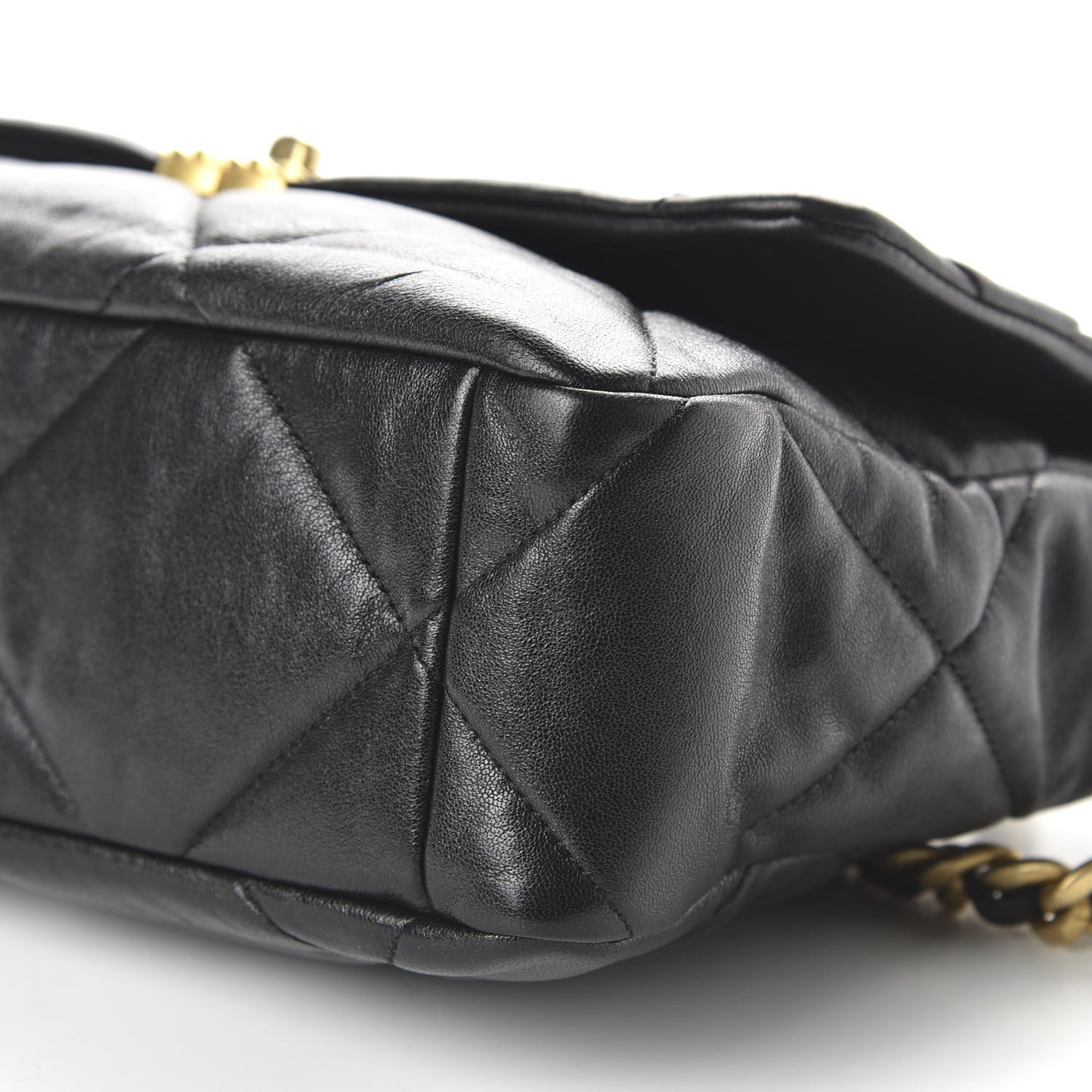 Lambskin Quilted Large 19 Flap Black