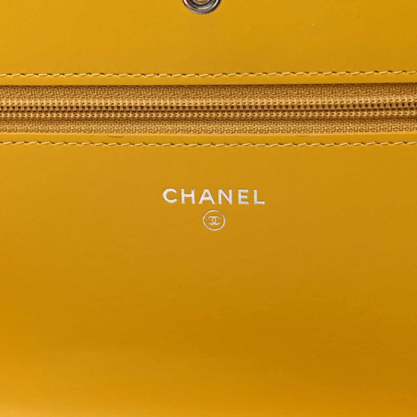 Glazed Calfskin Quilted Coco Boy Wallet On Chain WOC Dark Yellow