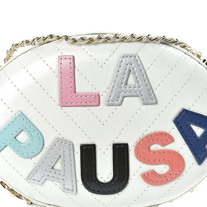 Chanel Embroidered Lambskin Chevron Quilted La Pausa Evening Bag White 8 of 10