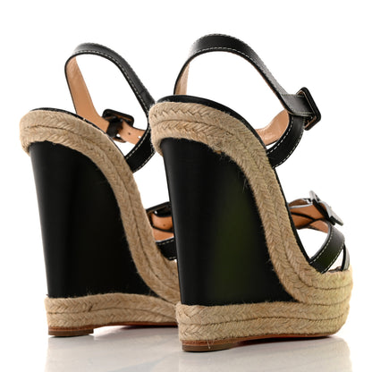 Christian Louboutin Calfskin Rope Zero Problem 140 Espadrille Wedges 38 Black 4 of 8