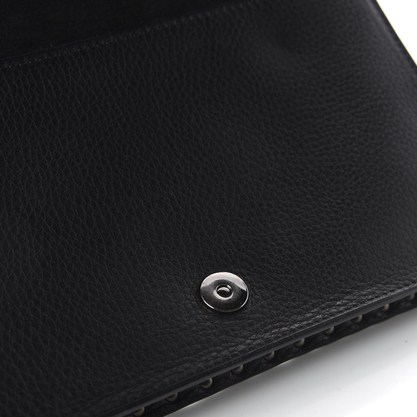 Pebbled Calfskin Rockstud Wristlet Clutch Black